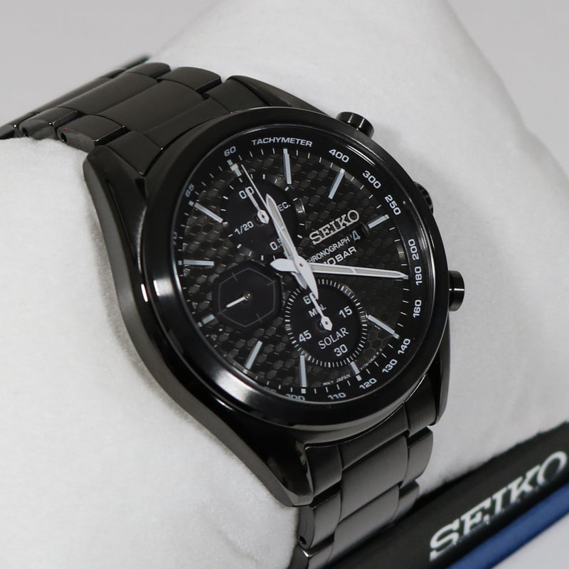 Seiko Discover Solar Black Stainless Steel Black Dial Men's Watch SSC7 –  Chronobuy