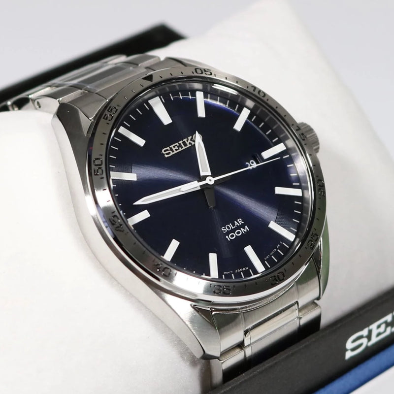 Seiko Solar Stainless Steel Blue Dial Men's Watch SNE483P1 – Chronobuy