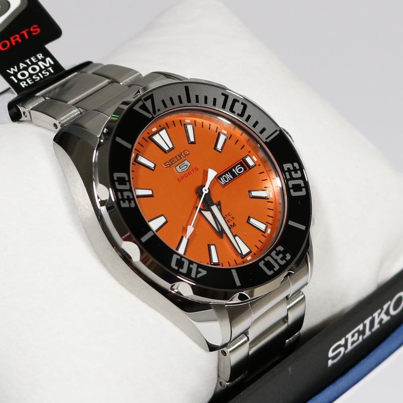 Seiko 5 Sports Orange Dial Automatic Men's Watch SRPC55K1 – Chronobuy