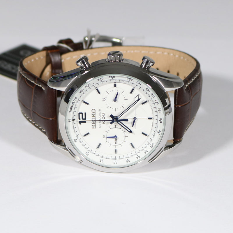 Seiko Stainless Steel White Dial Chronograph Men's Watch SSB095P1 –  Chronobuy