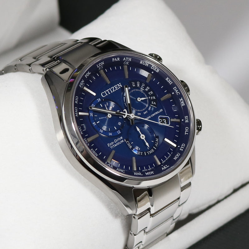 Citizen Eco-Drive Super Titanium Blue Dial Chronograph Men's Watch CB5 –  Chronobuy