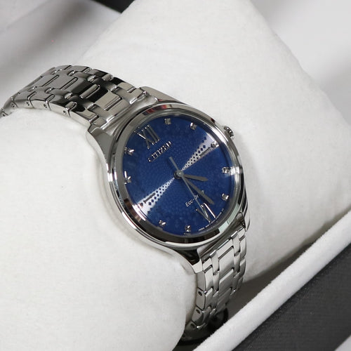 Stainless Dress EU6090-54 Chronobuy Watch Steel Dial – Women\'s Blue Citizen Quartz