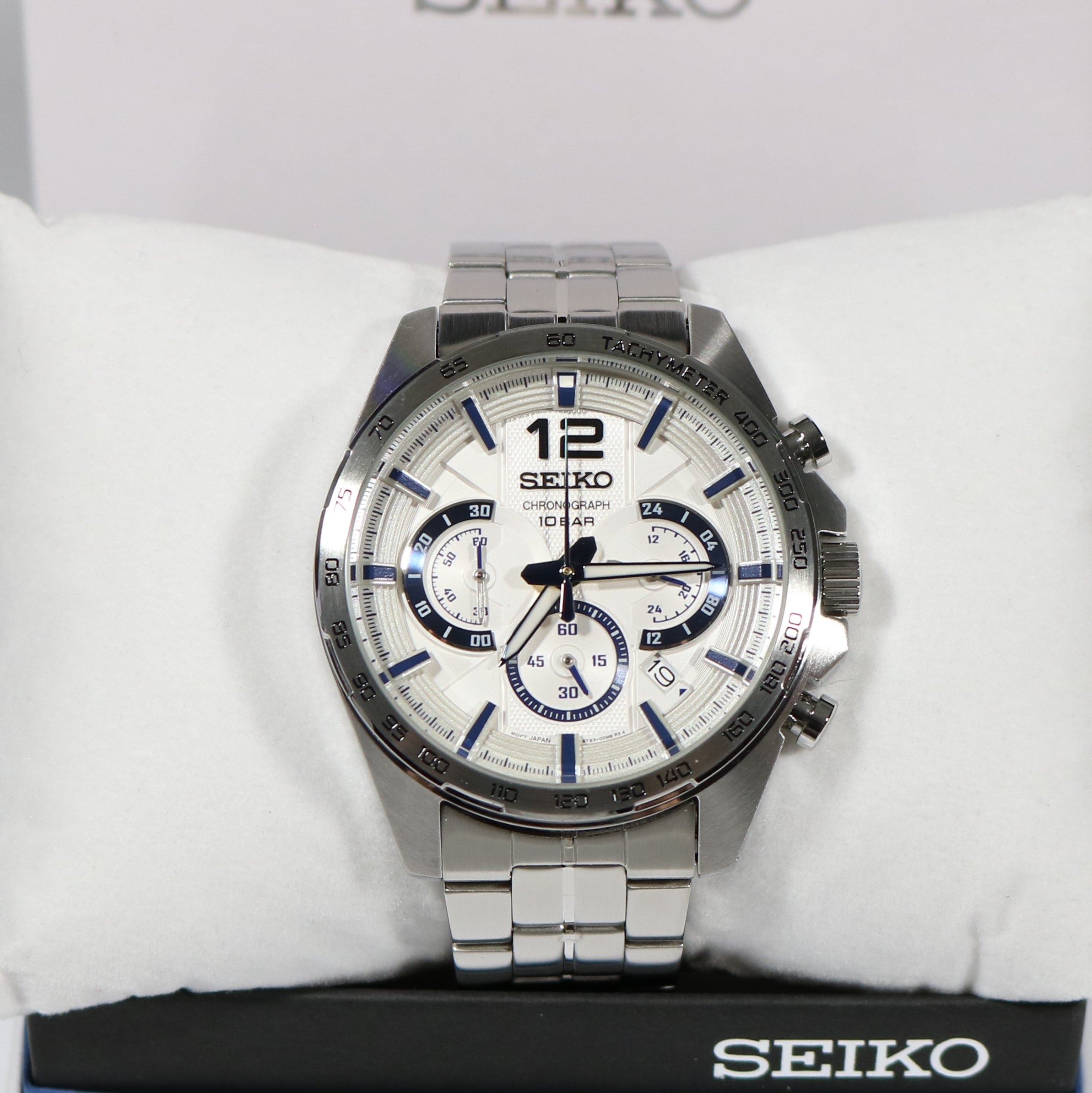 Seiko Men's White Dial Conceptual Chronograph Watch SSB343P1 – Chronobuy