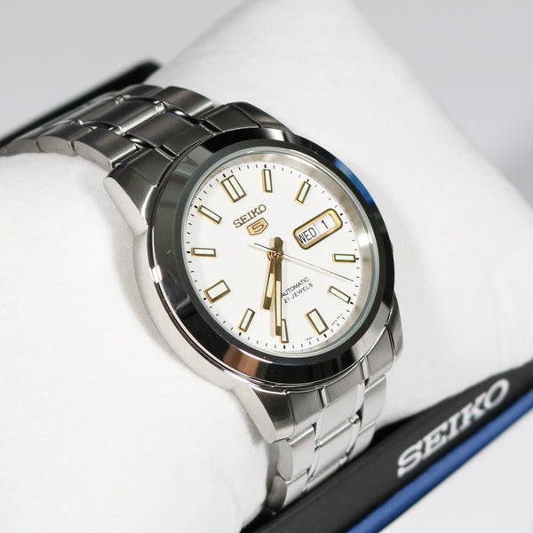 Seiko 5 Men's Automatic White Dial Stainless Steel Watch SNKK07K1 –  Chronobuy