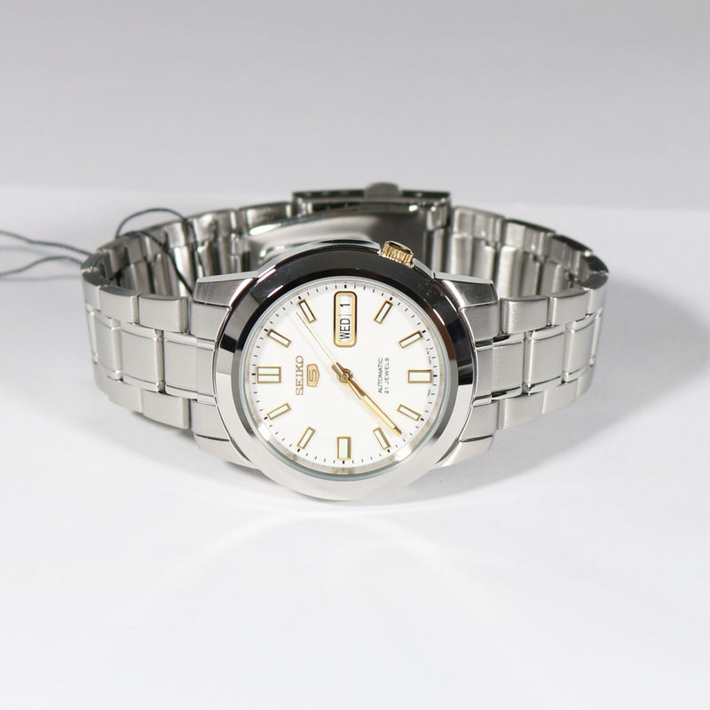 Seiko 5 Men's Automatic White Dial Stainless Steel Watch SNKK07K1 –  Chronobuy