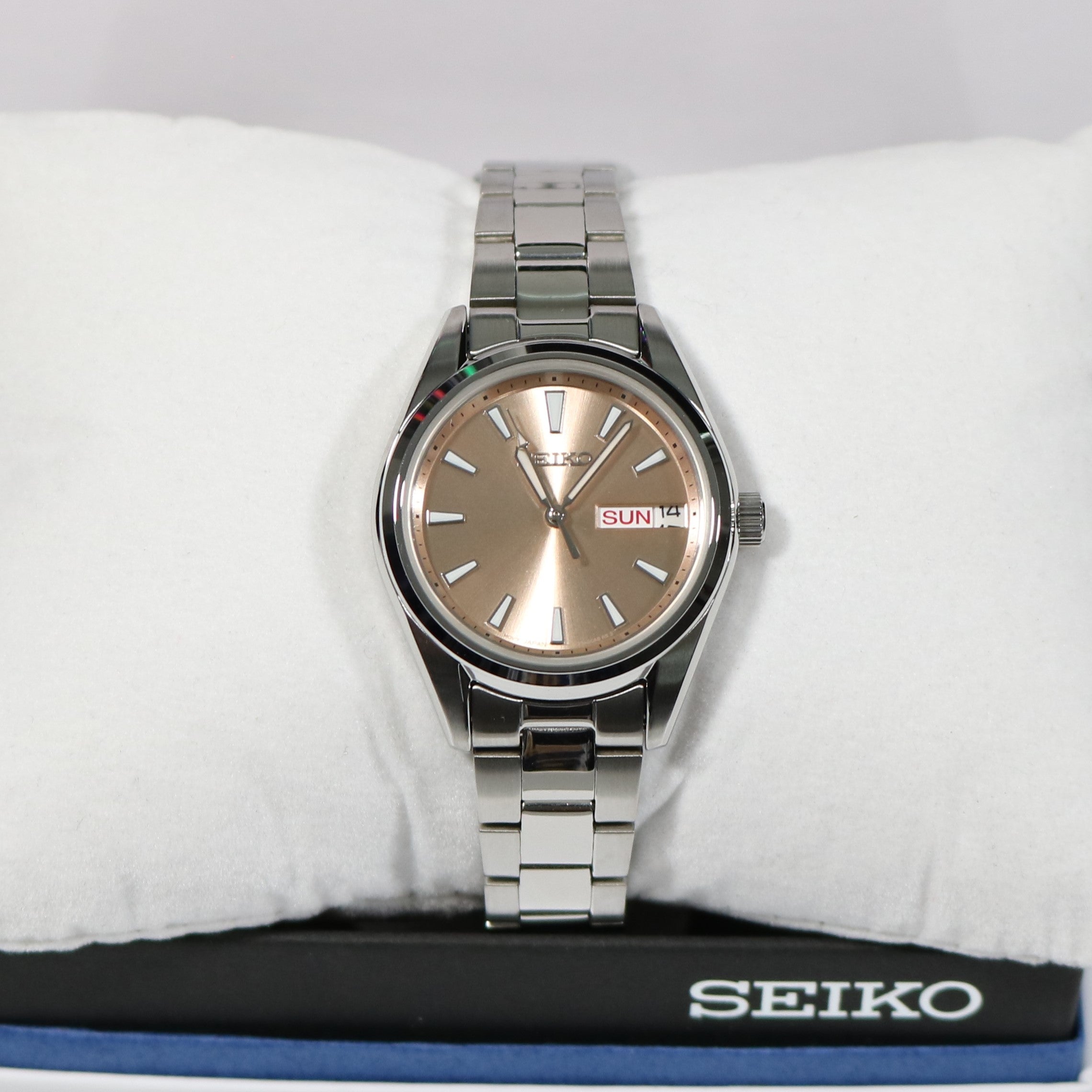 Seiko Quartz Women's Pink Dial Stainless Steel Watch SUR351P1 – Chronobuy
