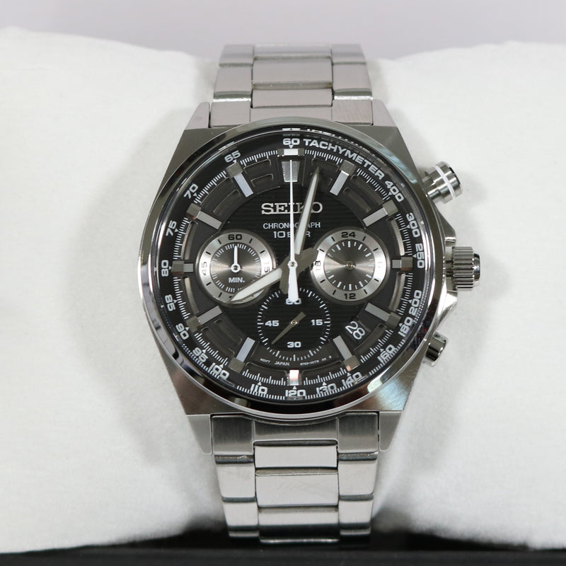 Seiko Quartz Men's Black Dial Chronograph Stainless Steel Watch SSB397 –  Chronobuy