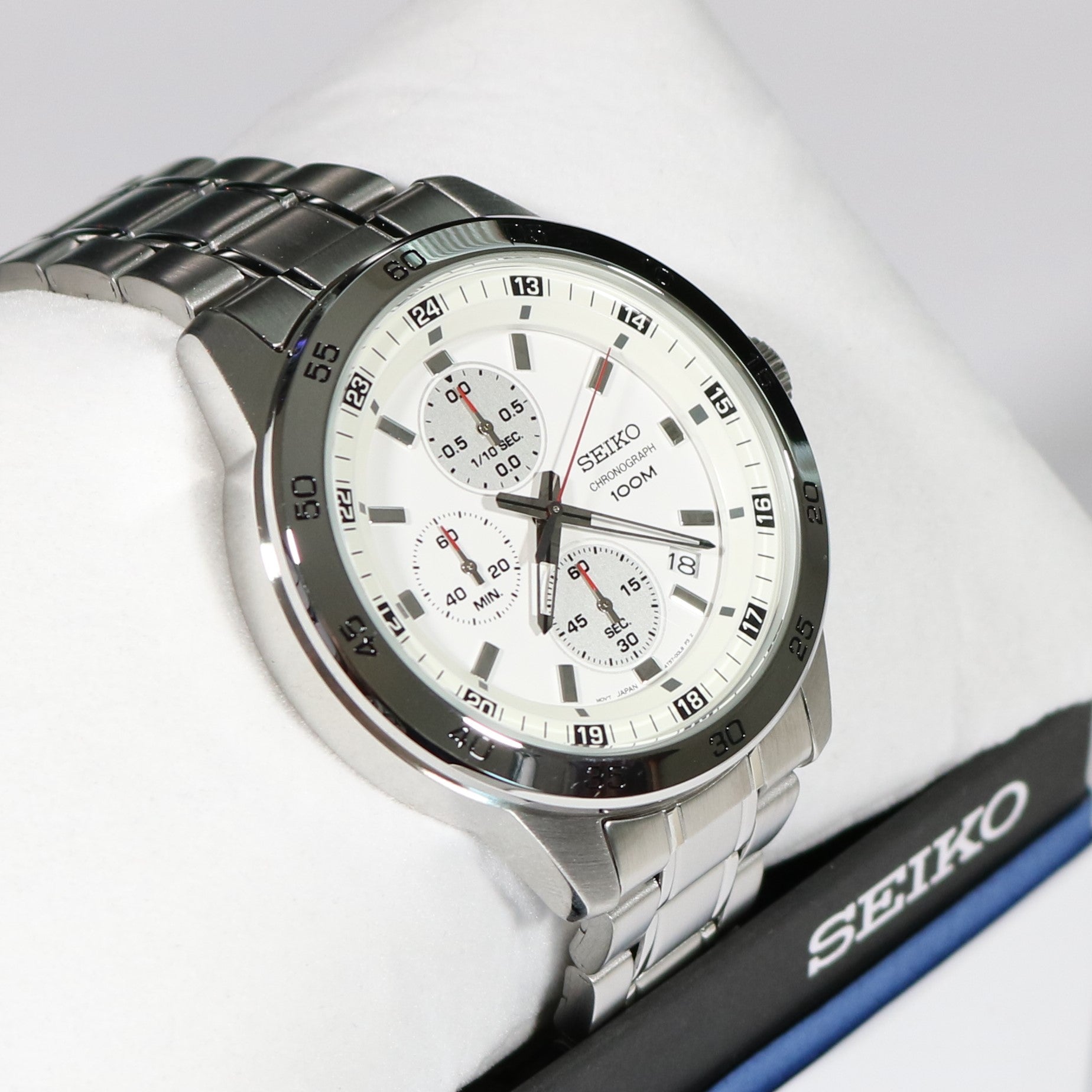 Seiko Chronograph White Dial Stainless Steel Men's Watch SKS637P1 –  Chronobuy