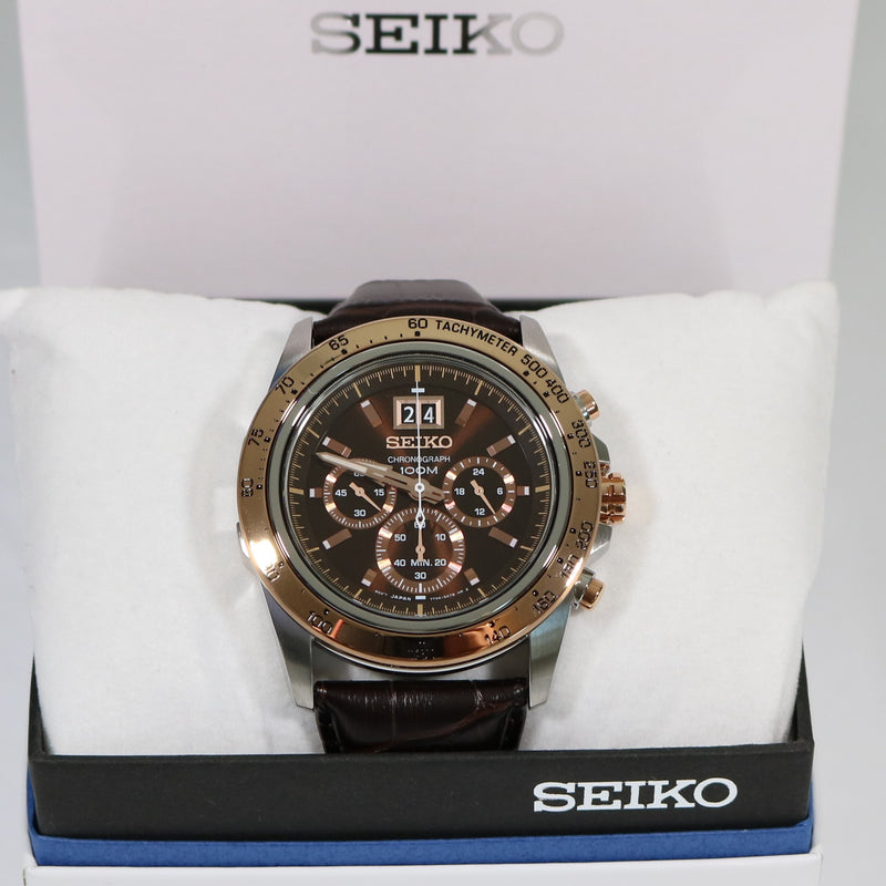 Seiko Lord Men' Quartz Chronograph Rose Gold Tone Watch SPC248P1 – Chronobuy