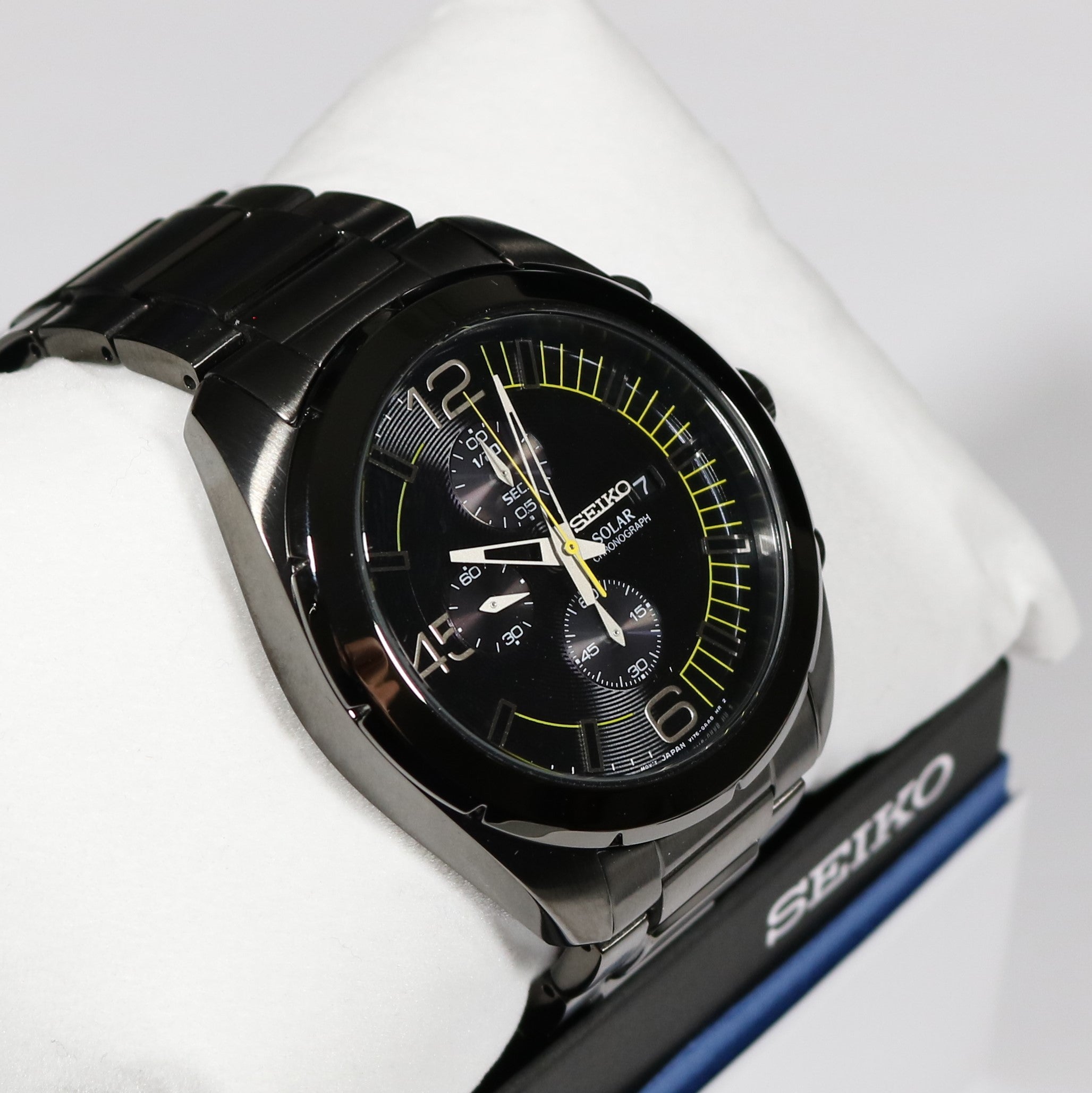 Seiko Men's Solar Black Ion Stainless Steel Chronograph Watch SSC217P1 –  Chronobuy