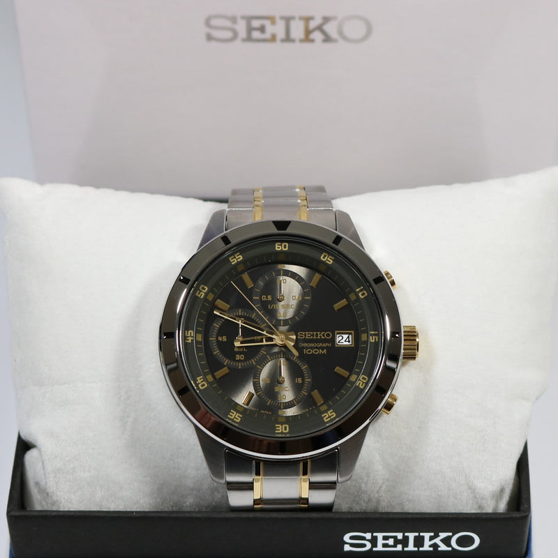 Seiko Neo Sports Black Dial Two Tone Chronograph Men's Watch SKS565P1 –  Chronobuy