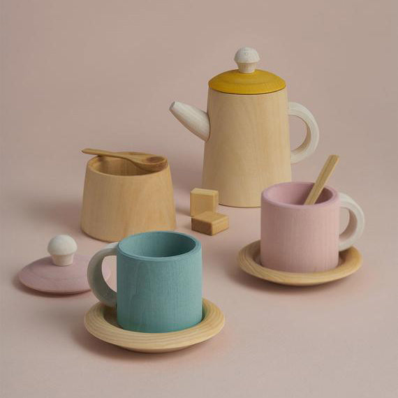 wooden play tea set