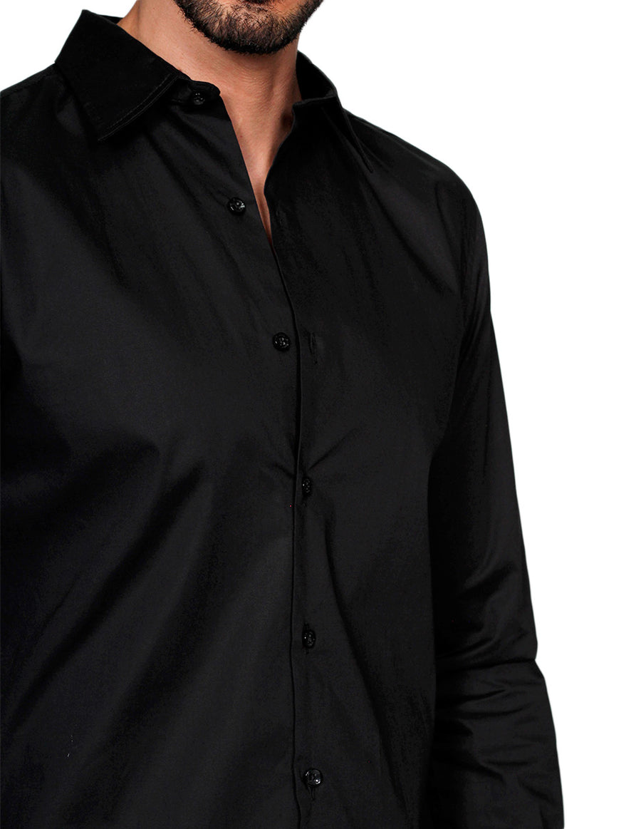 Camisas Hombre Bobois Casuales Moda Manga Larga Fit Negro BP – BOBOIS