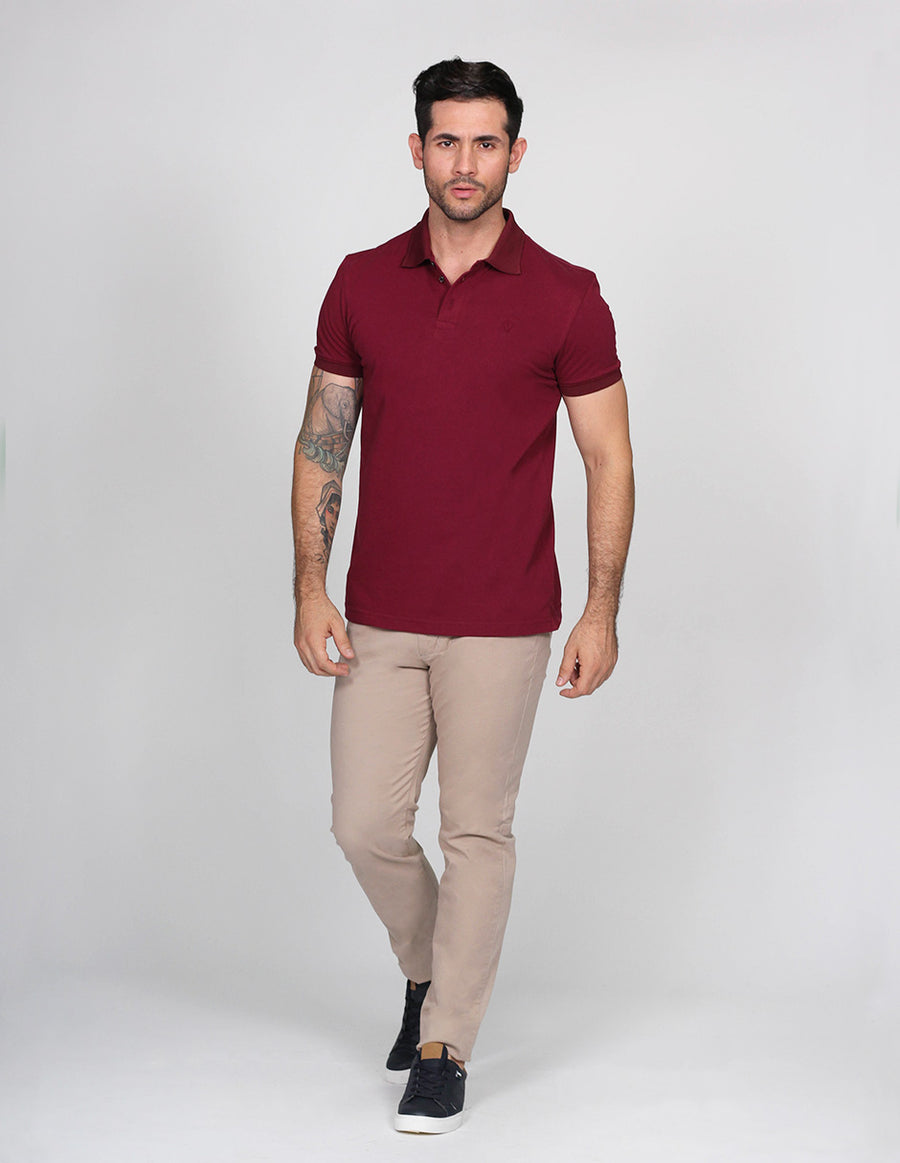 PLAYERAS HOMBRE POLO BASICA MANGA CORTA VINO APOLO – BOBOIS