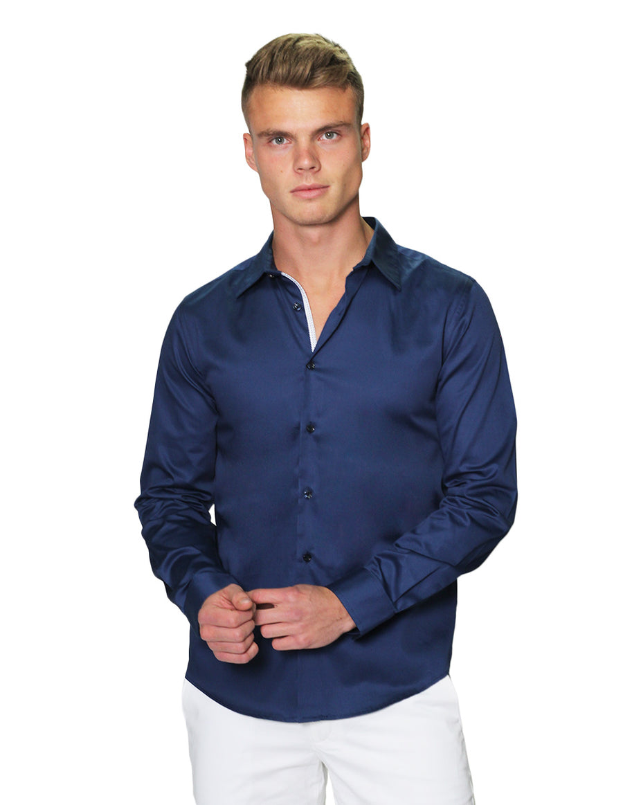 Camisas Hombre Bobois Moda Larga Satinada Formal S –