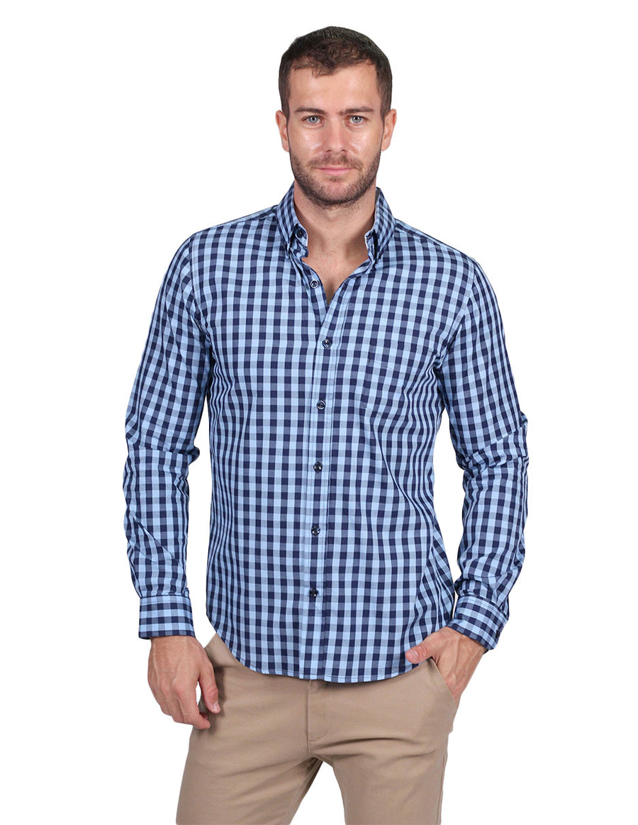 Camisas Hombre Bobois Casuales Moda Manga Larga Cuadros Regular – BOBOIS