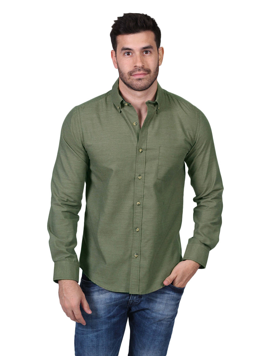 Camisas Para Hombre Bobois Moda Manga Larga Lisa Slim Oli – BOBOIS