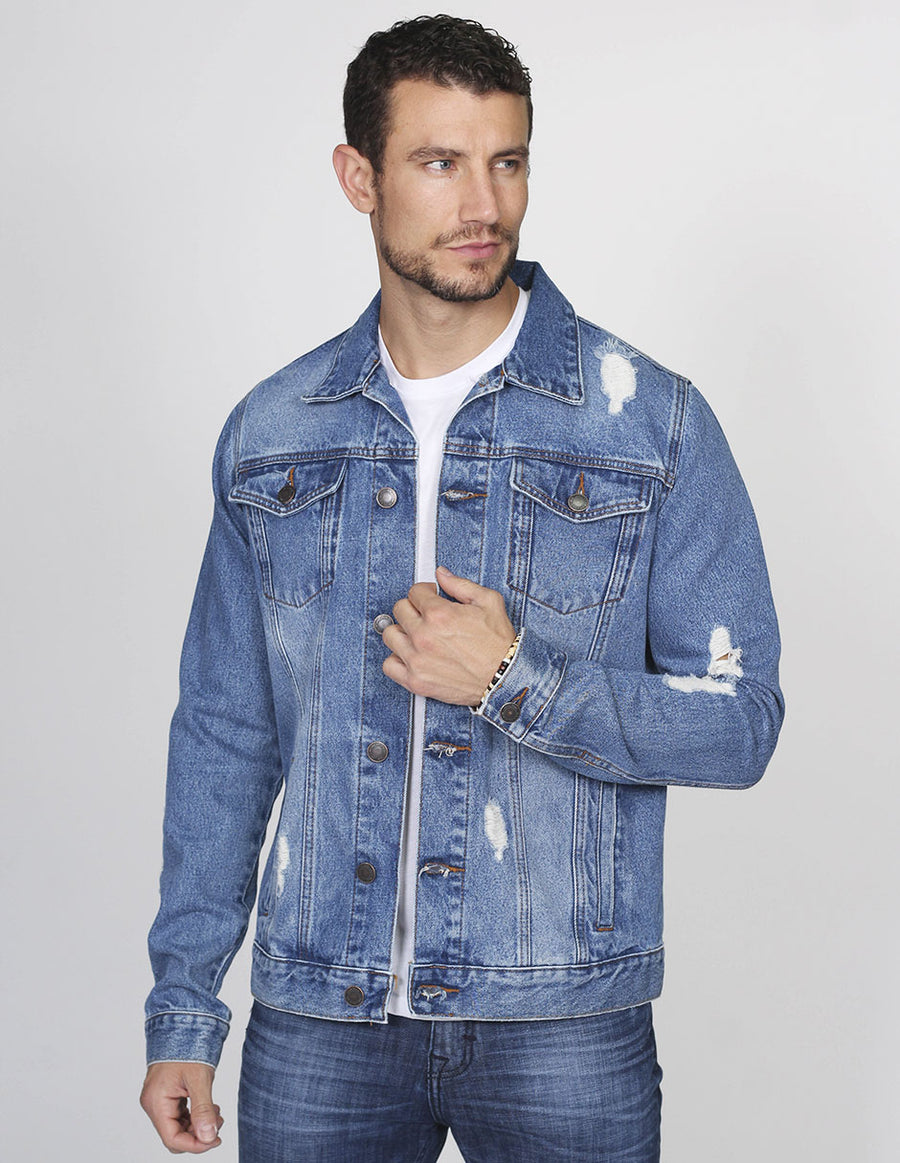 CHAMARRAS HOMBRE CASUALES MODA MEZCLILLA AZUL D15402 – BOBOIS