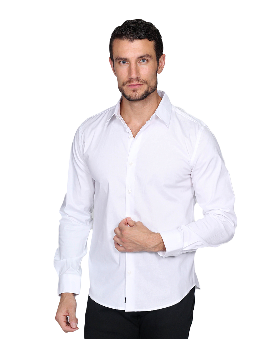 Camisas Para Hombre Bobois Casuales Moda Manga Larga Slim Fit Blanco B –  BOBOIS