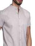 Camisas Para Hombre Bobois Moda Casuales Manga Corta Cuello Mao Regular Fit Tipo Lino Kaki B21351
