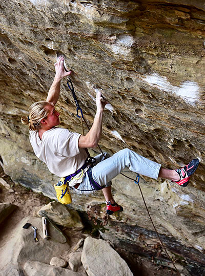 cameron horst climbing southern smoke direct at the red river gorge, march 2023