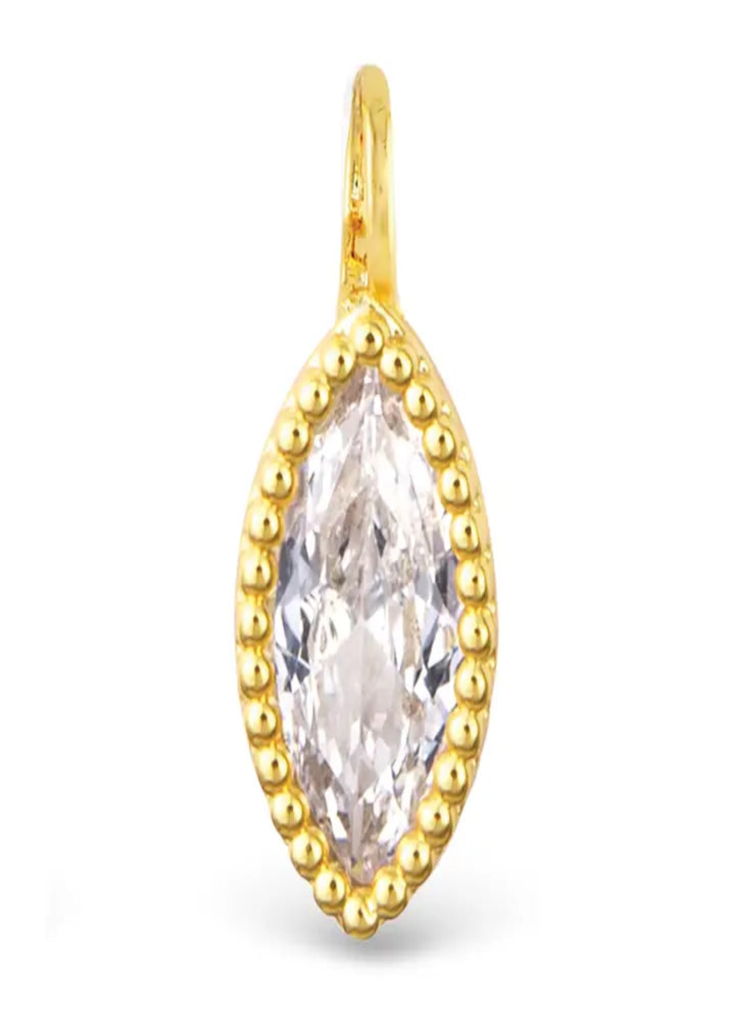 Clear Cz Marquise Necklace Charm - Gold