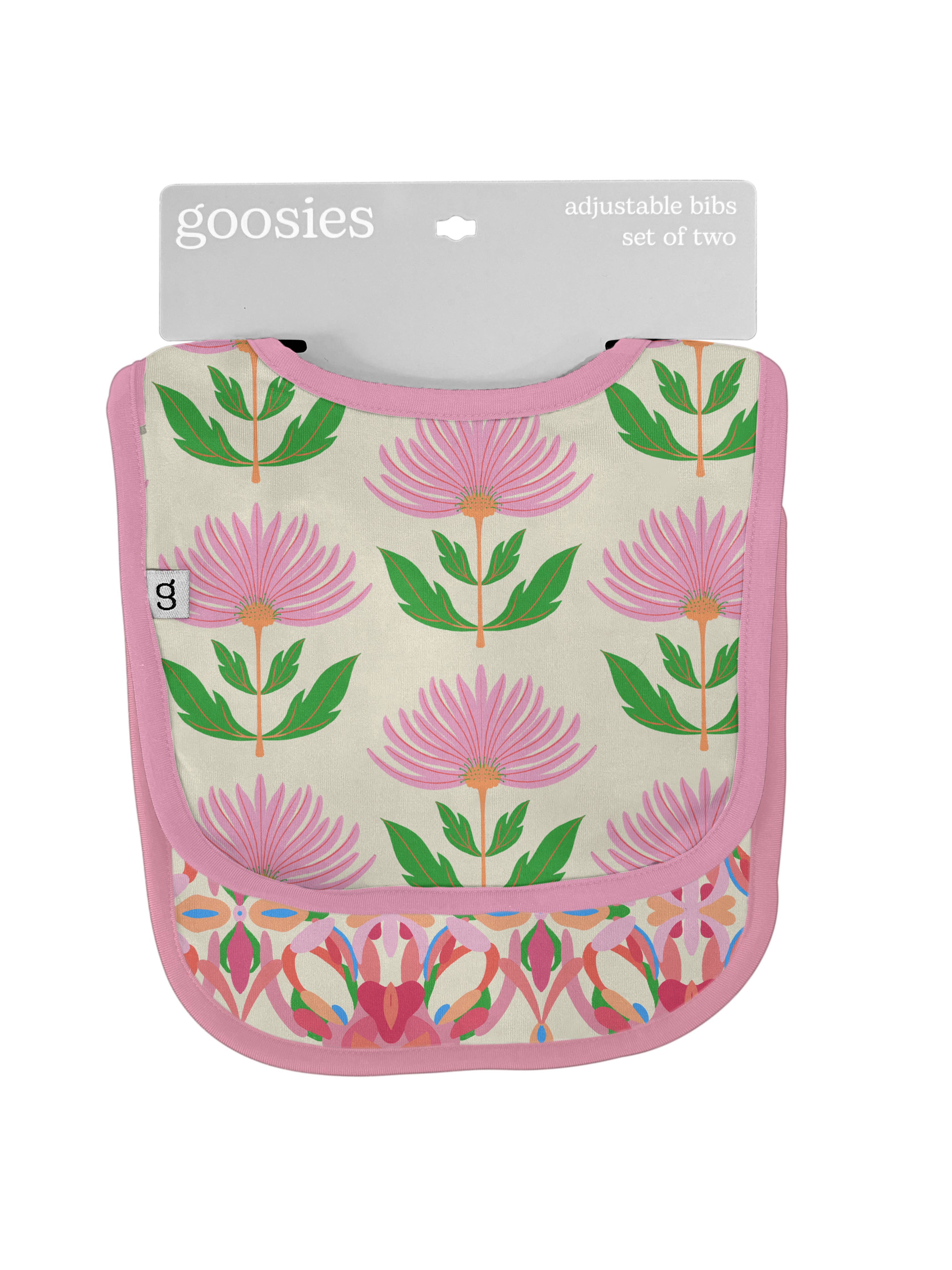Pink Block Flowers Bib Set (5/15 Restock)