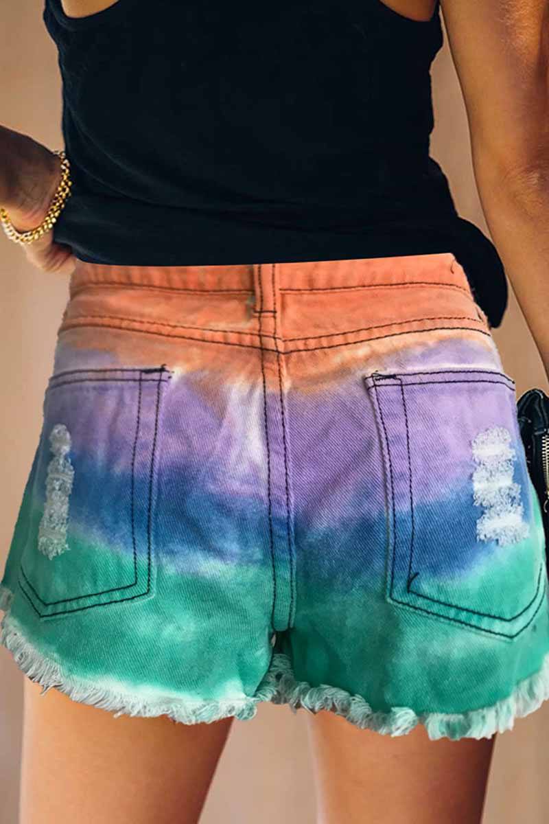 Summer Tie-Dye Color Denim Shorts – oh!My Lady