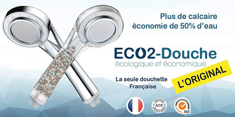 Eco2-Douche - Nouvelle Version - Pommeau de Douche Écologique & Économique  - Universel - Médaillée au Concours Lépine - Conception Française :  : Bricolage