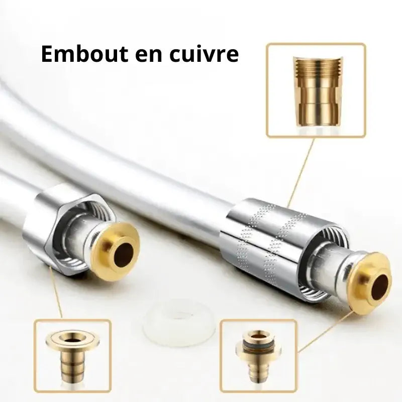 flexible de douche en pvc embouts en cuivre