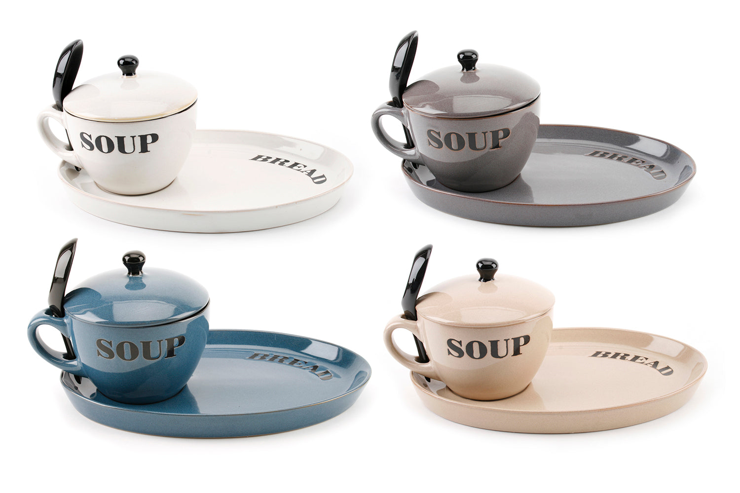 Natural Coloured Ceramic Soup Bowls With Spoon, 57% OFF