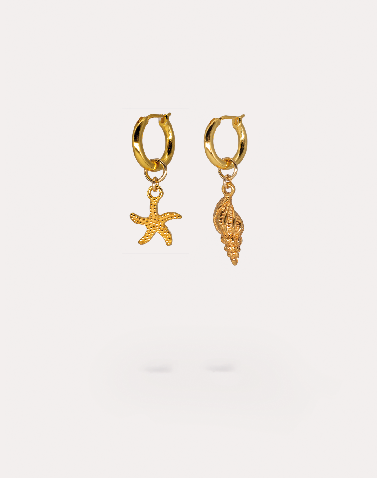 Shell and Starfish Hoop Earring Set in Gold | NUE Hoops