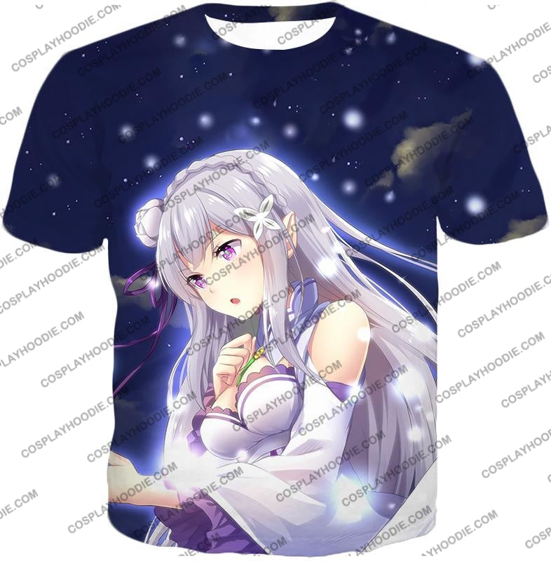 Re:zero Emilia The Witch Of Frost Cute T-Shirt Re004 / Us Xxs (Asian Xs)