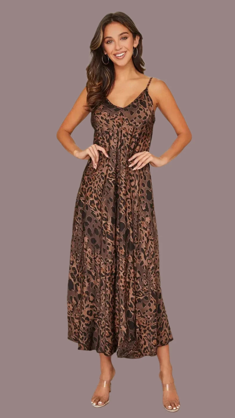 MILIO MILANO:  LEOPARD PRINT SLIP DRESS