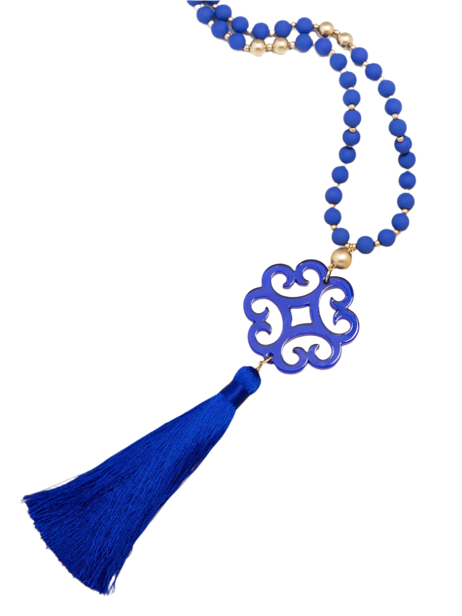 ZENZII:  NECK W/WAVE PENDANT/TASSEL