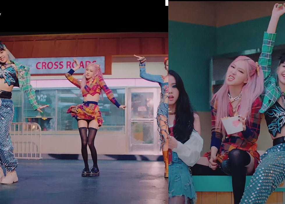 ic: Rosé in a Vivienne Westwood cardigan and skirt and Dr.Martens platform shoes. Featured in Blackpink’s “Lovesick Girls” Music Video.