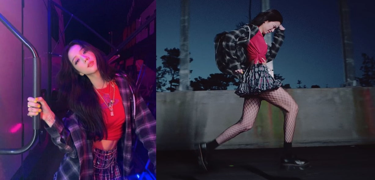 ic: Jisoo in a plaid hoodie and platform boots. Featured in Black Pink’s “Love Sick Girls” Music Video.