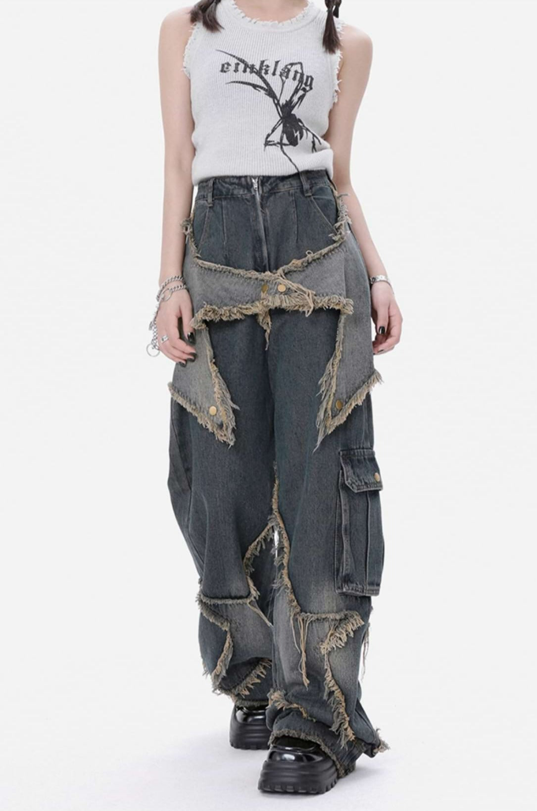 Fold-Over Waist Straight Pants