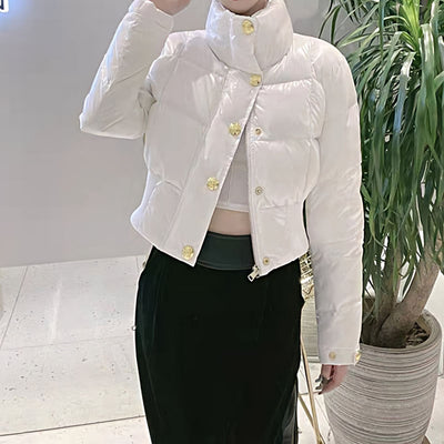 Glossy Cropped Puffer Jacket
