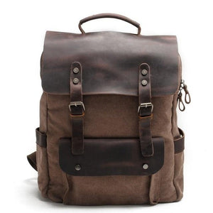 Men's Vintage Leather & Canvas Backpack — More than a backpack