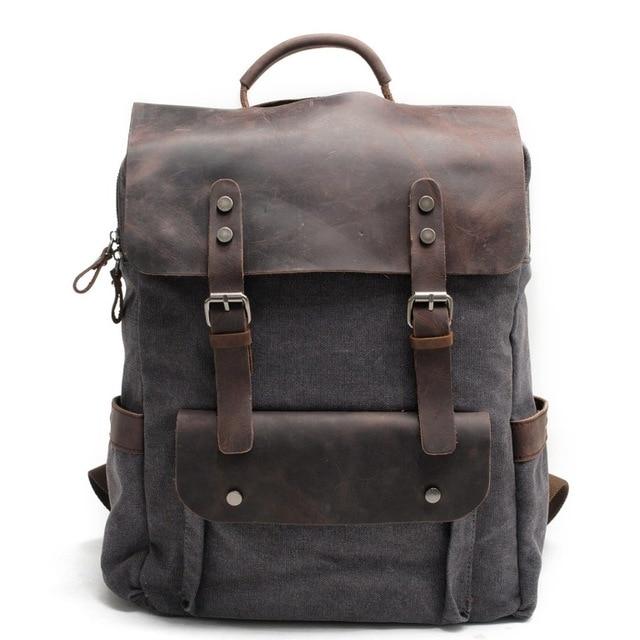 Men's Vintage Leather & Canvas Backpack — More than a backpack