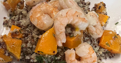 Fertility Dinner with Shrimp, Butternut Squash, and Quinoa, to help you conceive faster