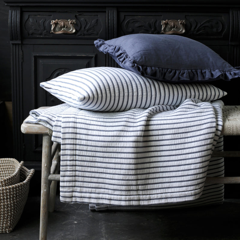 Hikari Blue Stripe Cotton Cushion