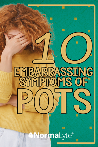 10 Embarrassing Symptoms of POTS, woman with POTS and red hair standing in a yellow sweater with her hand to her face