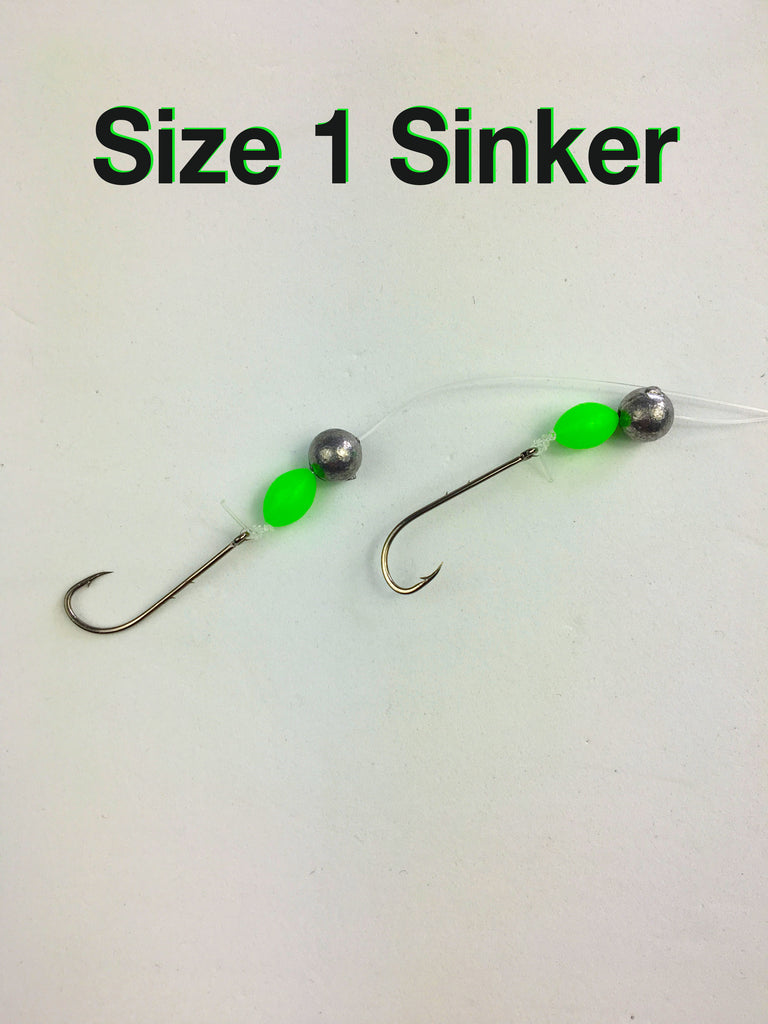 Running Sinker - #2 Baitholder Hooks on 15lb Leader - Size 1 Ball Sink ...