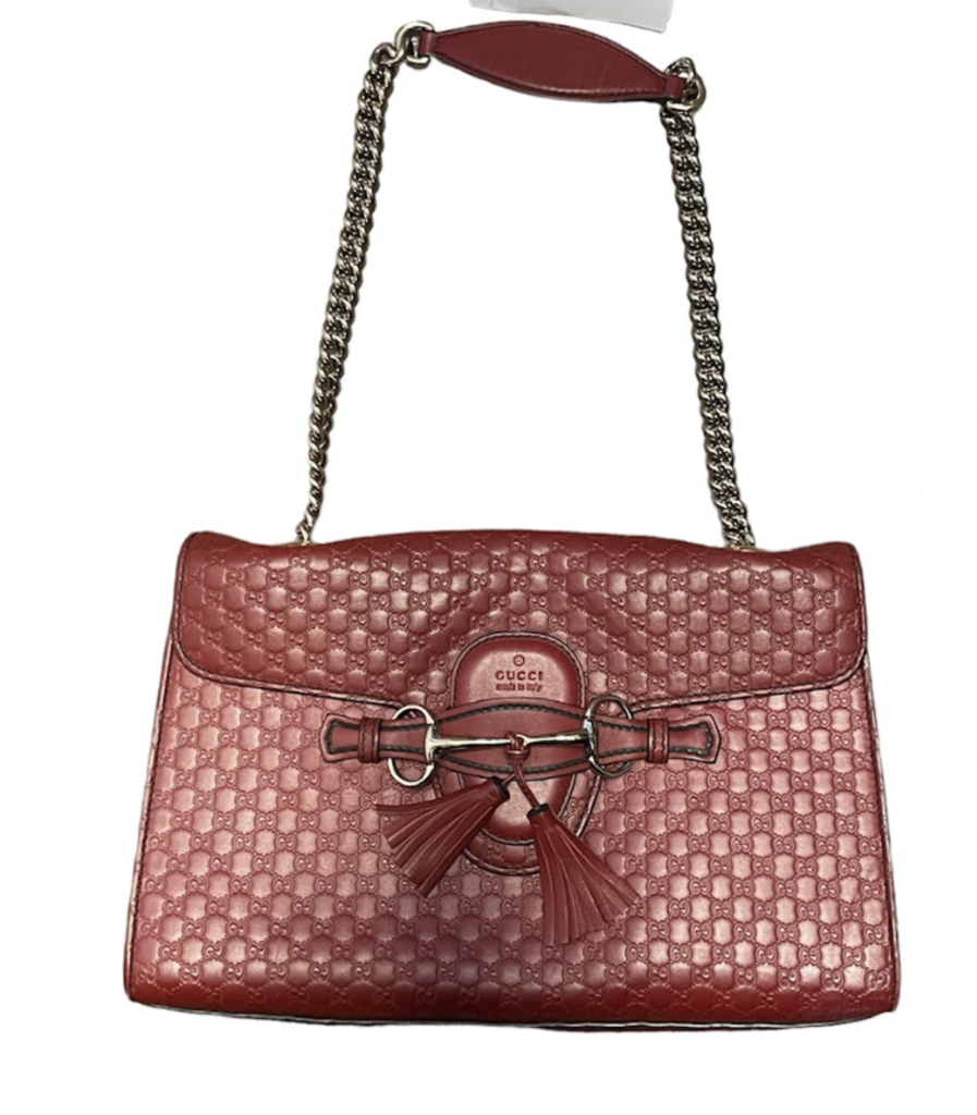 Gucci Red Guccissima Leather Large Emily Chain Shoulder Bag