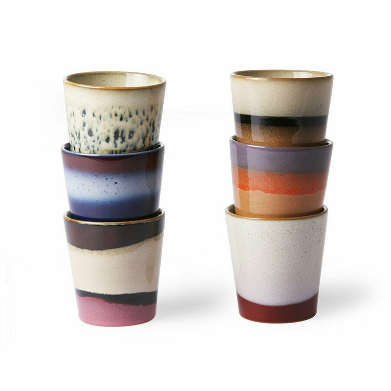 Welvarend wandelen Reizende handelaar Set 6 koffietassen Orion | 70's ceramics | HKliving | LETT.