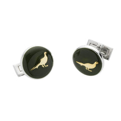 Se Laksen - Pheasant Cufflinks - British Racing Green hos Hunterspoint