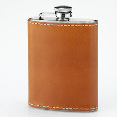 Laksen - Pocket Flask in Saddle Leather - Natural Oak thumbnail