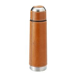 Laksen - Thermal Drinking Bottle in Leather - Natural Oak thumbnail